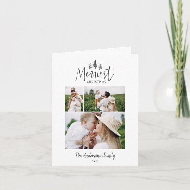 Tarjeta Festiva Moderna moda de foto multifoto rústica mínima de N (Anverso)