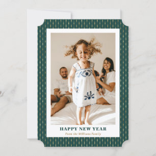 Tarjeta Festiva Moderna Moda Green Gold Photo Happy New Year Card