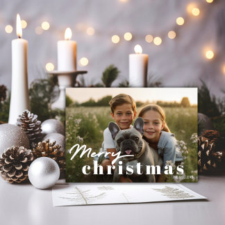 Tarjeta Festiva Moderna Navidades Minimalistas 1 Foto Elegante