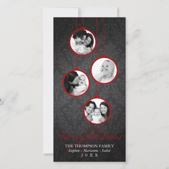 Tarjeta Festiva Moderna Ornament Red & Black Merry Christmas (Anverso)