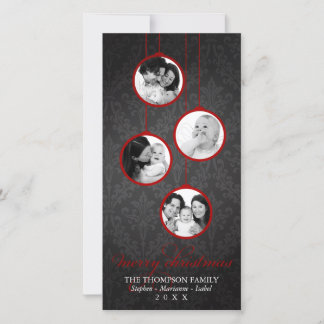 Tarjeta Festiva Moderna Ornament Red & Black Merry Christmas