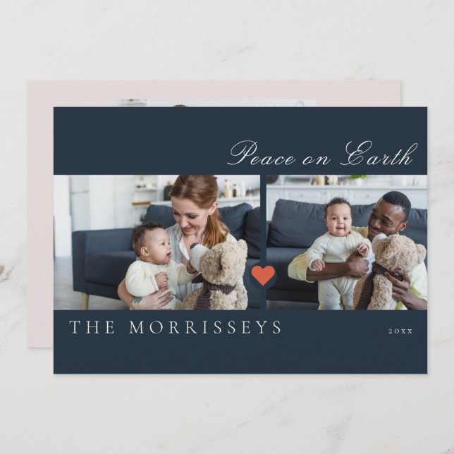 Tarjeta Festiva Moderna paz en el guión 3 de la foto (Anverso / Reverso)