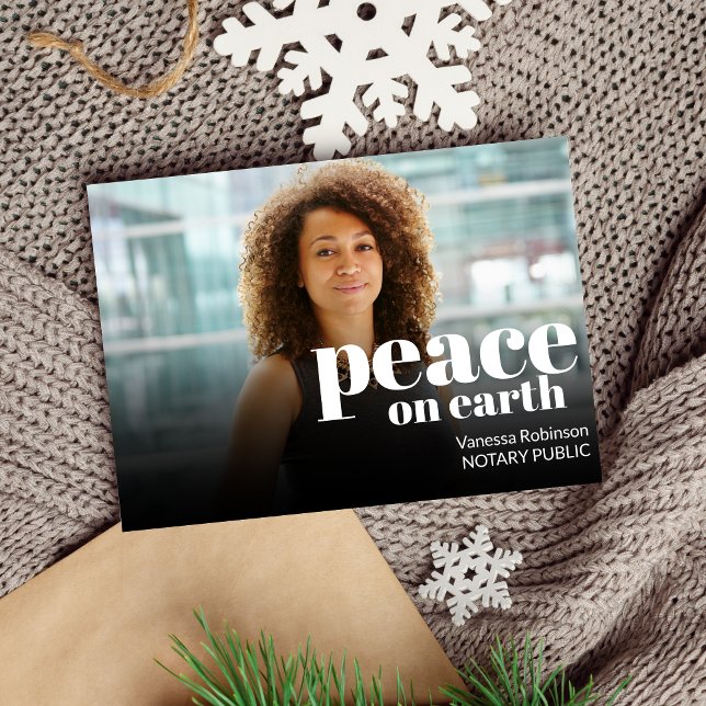 Tarjeta Festiva Moderna Paz en la Tierra Blanco Texto notorio foto (Subido por el creador)