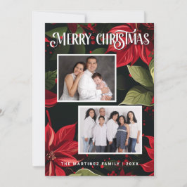 Tarjeta Festiva Moderna Poinsettia Fotos navideñas merry