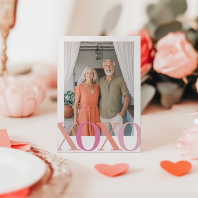 Tarjeta Festiva Moderna San Valentín de fotos XOXO (Subido por el creador)