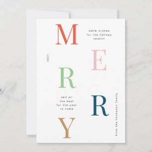 Tarjeta Festiva Moderna Stripe Colorful Merry Chistmas
