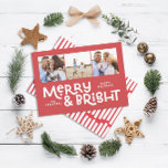 Tarjeta Festiva Moderna tipografía mínima 3 Navidades de fotografí<br><div class="desc">Puede que no todo esté tranquilo,  pero todo puede ser luminoso con esta divertida tarjeta de Navidades moderna y colorida. Con espacio para 3 fotografías cuadradas,  disponibles en una selección de colores.</div>