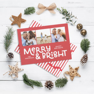 Tarjeta Festiva Moderna tipografía mínima 3 Navidades de fotografí