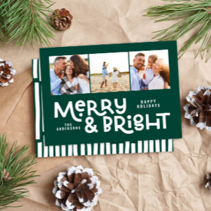 Tarjeta Festiva Moderna tipografía mínima 3 Navidades fotográficos