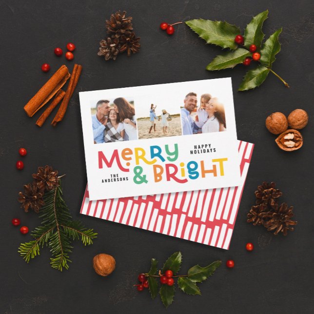 Tarjeta Festiva Moderna tipografía mínima 3 Navidades fotográficos (Subido por el creador)