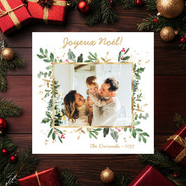 Tarjeta Festiva Moderna vegetación botánica Foto Joyeux Noel