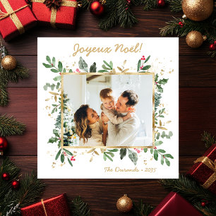 Tarjeta Festiva Moderna vegetación botánica Foto Joyeux Noel