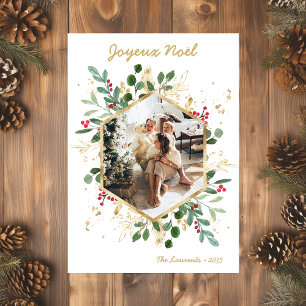 Tarjeta Festiva Moderna vegetación botánica Foto Joyeux Noel