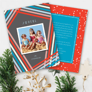 Tarjeta Festiva Moderna y colorida cinta de Navidades de cinta div