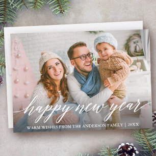 Tarjeta Festiva Moderna y elegante caligrafía Fotografía de Año Nu