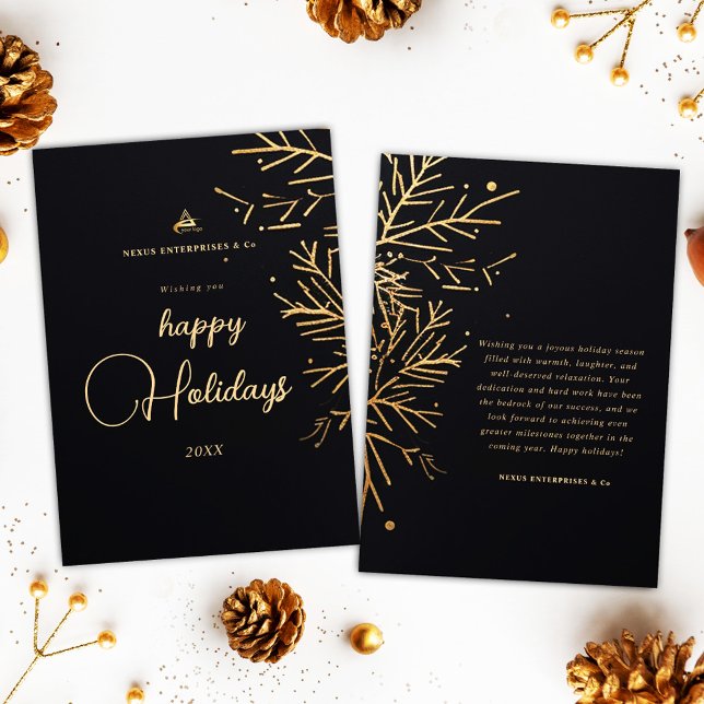 Tarjeta Festiva Moderna y elegante empresa de Navidades (Modern Elegant Corporate Christmas Business Holiday Card)