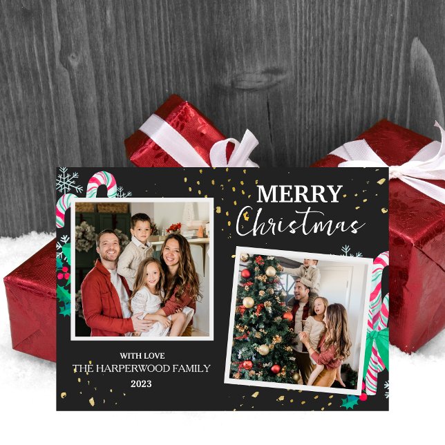 Tarjeta Festiva Moderna y elegante familia de Navidades de Berries (Subido por el creador)