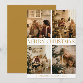 Tarjeta Festiva Moderna y elegante familia foto Navidades Mínimos 