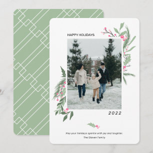 Tarjeta Festiva Moderna y elegante foto de Navidades de bayas
