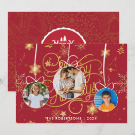 Tarjeta Festiva Moderna y elegante foto familiar de Navidades de o