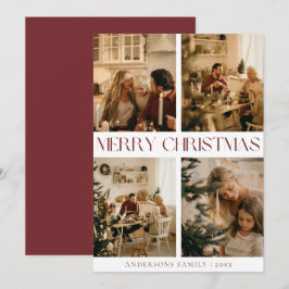 Tarjeta Festiva Moderna y elegante foto familiar de Navidades Red 