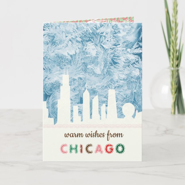 Tarjeta Festiva Moderna y elegante línea aérea de Chicago City (Anverso)