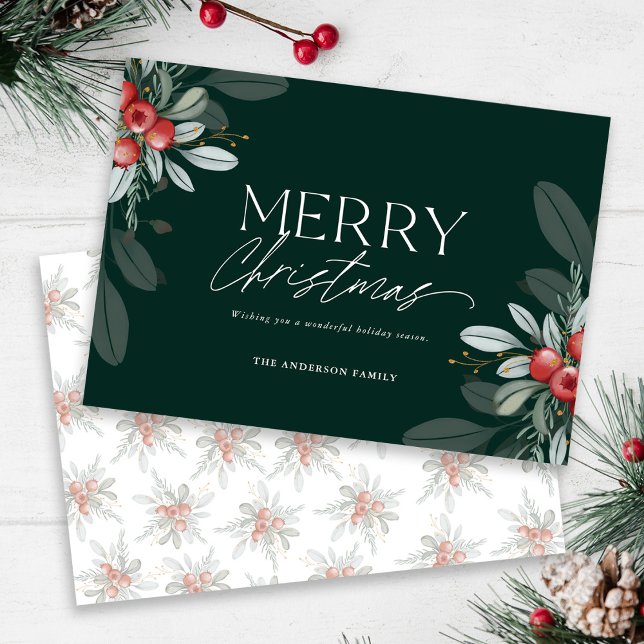 Tarjeta Festiva Moderna y elegante Llanura de verde navideño (Subido por el creador)