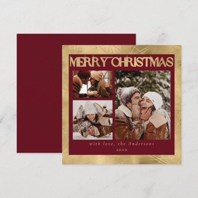 Tarjeta Festiva Moderna y elegante Red & Faux Gold | Navidades de  (Anverso / Reverso)