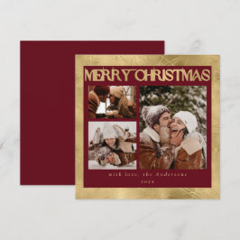 Tarjeta Festiva Moderna y elegante Red & Faux Gold | Navidades de 