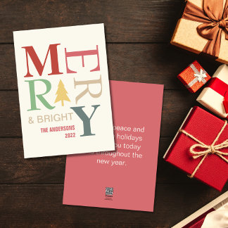 Tarjeta Festiva Moderna Y Moderna Merry Y Brillante Colorido Minim