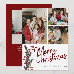 Tarjeta Festiva Moderna y sencilla familia de 4 Navidades de fotog