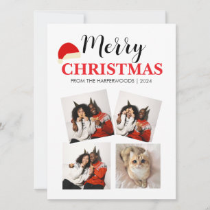 Tarjeta Festiva Moderna y sencilla familia de 4 Navidades de fotog