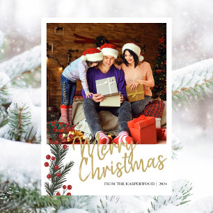 Tarjeta Festiva Moderna y sencilla familia de Navidades de fotogra