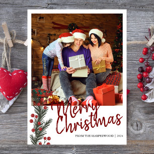 Tarjeta Festiva Moderna y sencilla familia de Navidades de fotogra
