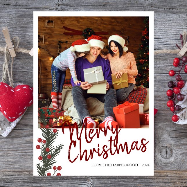 Tarjeta Festiva Moderna y sencilla familia de Navidades de fotogra (Subido por el creador)