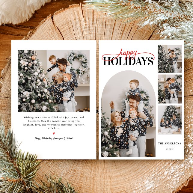 Tarjeta Festiva Moderna y simple caligrafía de fotos de vacaciones (Subido por el creador)