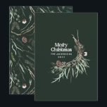 Tarjeta Festiva Moderna y verde acuarela de estilo rústico botánic<br><div class="desc">Oscuro verde moderno elegante color de agua rústico seco floral floral barnico de colores suaves tarjeta de Navidades de vacaciones.</div>