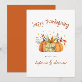 Tarjeta Festiva Modernas calabazas Terracota Feliz Día de Acción d