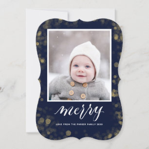 Tarjeta Festiva Modernas copas de nieve de oro azul foto Minimalis