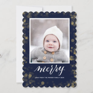 Tarjeta Festiva Modernas copas de nieve de oro azul foto Minimalis
