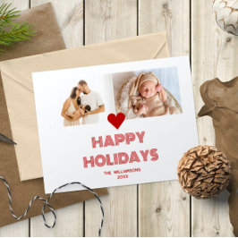 Tarjeta Festiva Modernas Felices Fiestas Rojo Brillante 2 Fotos