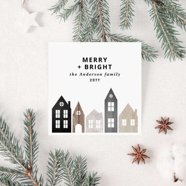 Tarjeta Festiva Modernas Navidades japonesas casas nórdicas de dis (Subido por el creador)