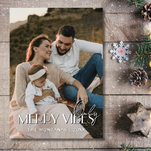 Tarjeta Festiva Modernas vibraciones de merry sólo gris fotográfic