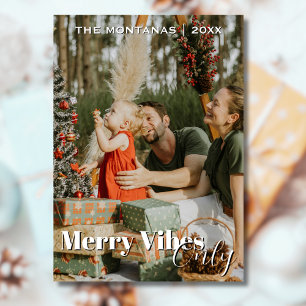 Tarjeta Festiva Modernas vibraciones de merry sólo gris fotográfic