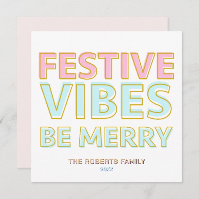 Tarjeta Festiva Modernas y coloridas vibraciones festivas (Anverso / Reverso)