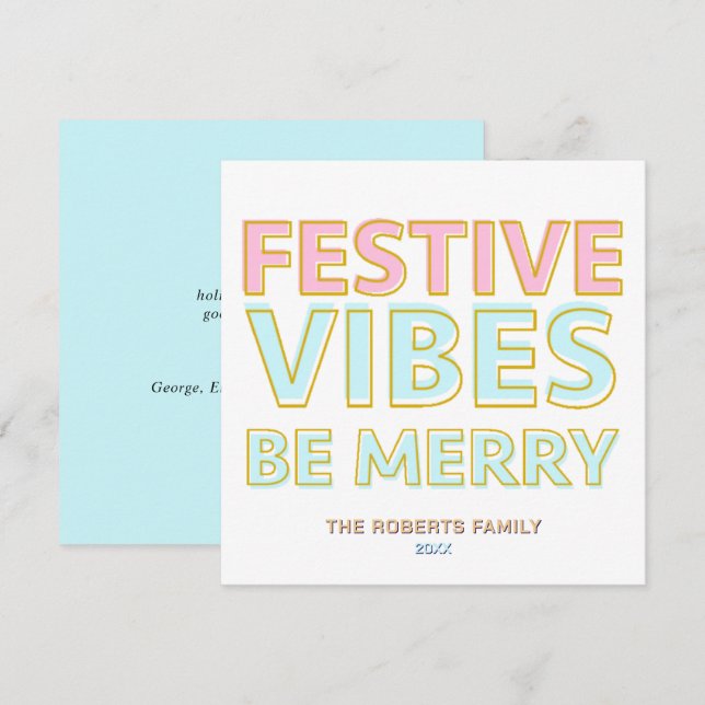 Tarjeta Festiva Modernas y coloridas vibraciones festivas (Anverso / Reverso)