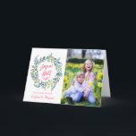 Tarjeta Festiva Moderne Joyeux Noël | Carte De Photo De Noël<br><div class="desc">Foto de Carte Moderne avec. La carta a une couronne de fleurs peintes à l'aquarelle et place pour le texte et une photo.</div>