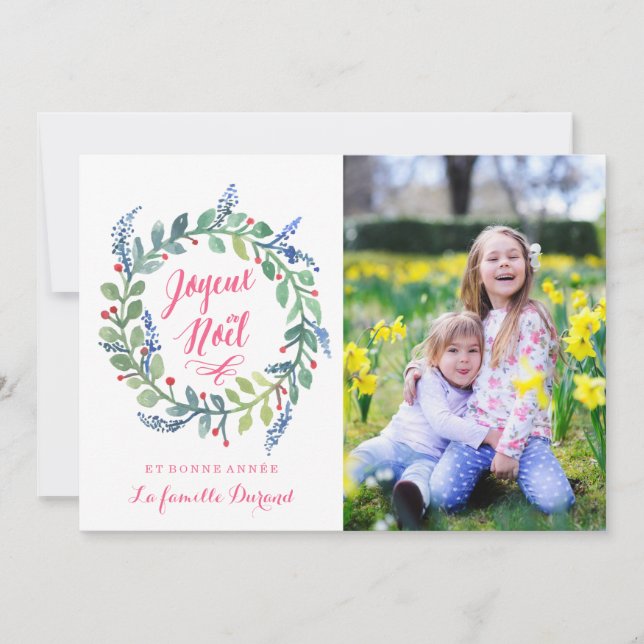 Tarjeta Festiva Moderne Joyeux Noël | Carte De Photo De Noël (Anverso)