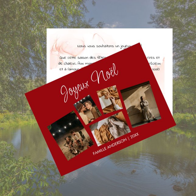 Tarjeta Festiva Moderne Joyeux Noël Collage de Photos de Fêtes (Moderne Joyeux Noël Collage de Photos de Fêtes Holiday Card)