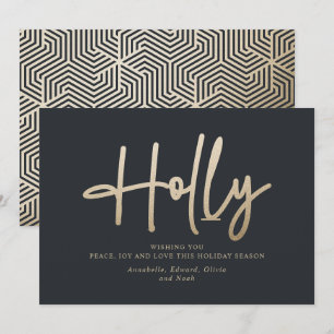 Tarjeta Festiva Modernidad y negro dorado guión mínimo